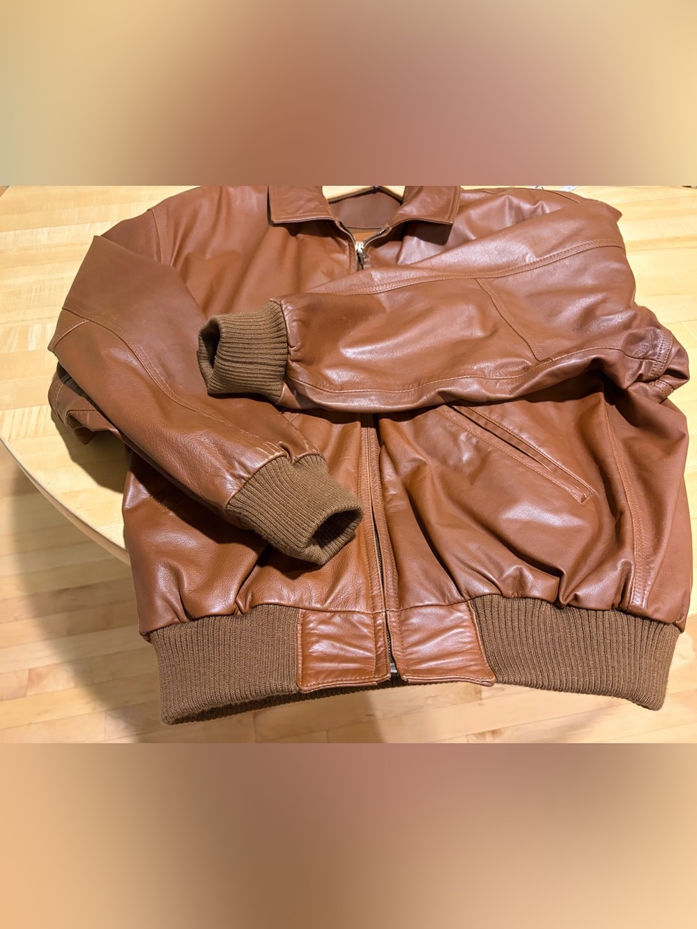 Vintage Coach Men’s XL Leather Bomber Jacket. Made in Portugal